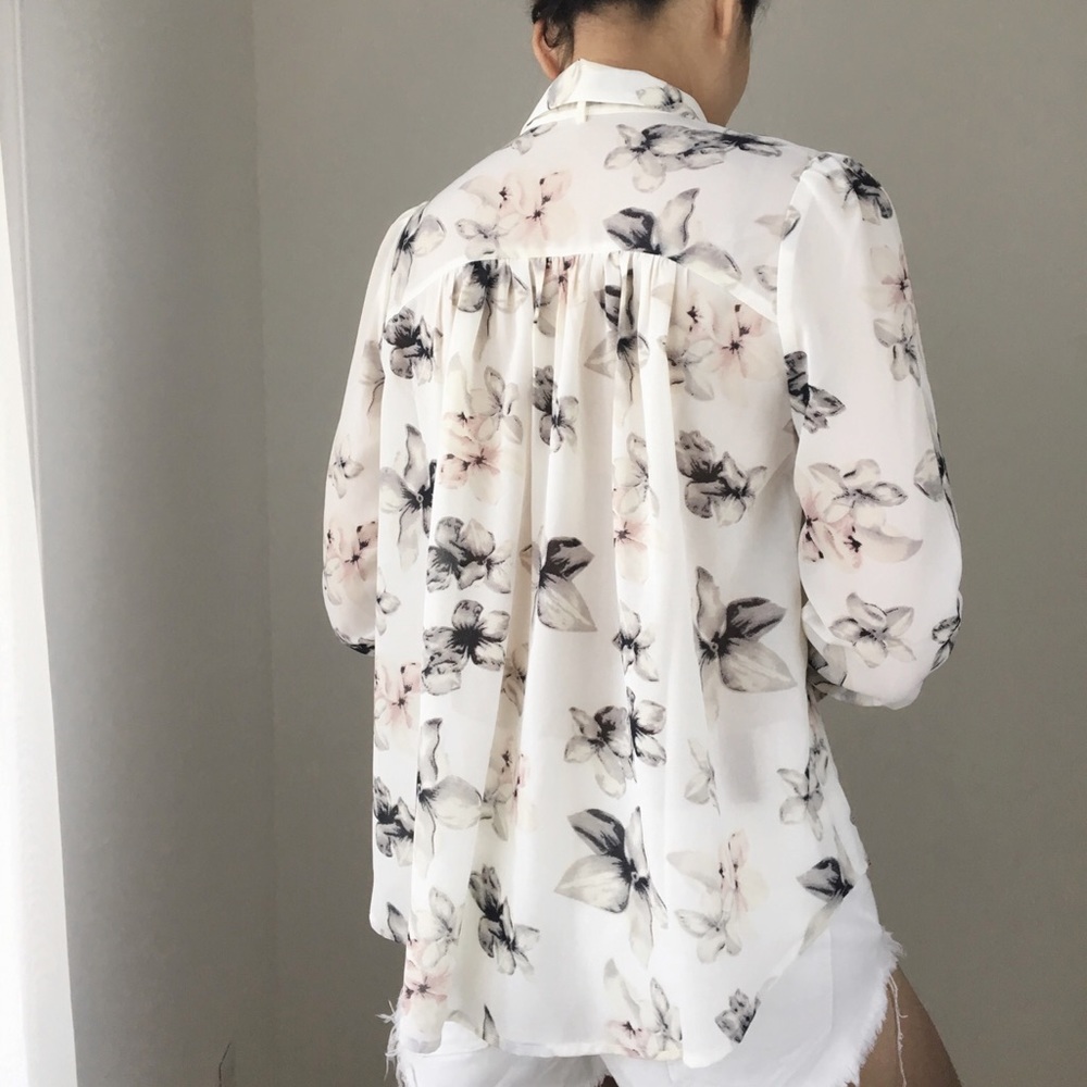 Blair floral ribbon collar blouse top - Picture 5 of 8